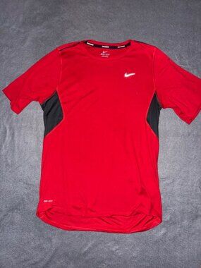 Nike Dri‑Fit Running Shirt Men’s Size S Red Black Short Sleeve Athletic